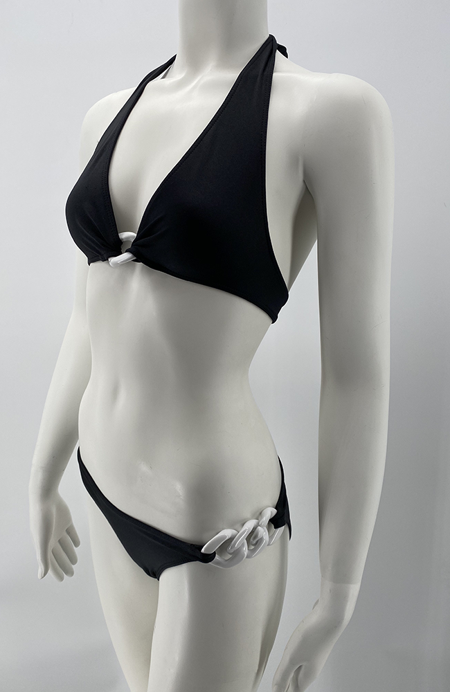 black and white halter bikini