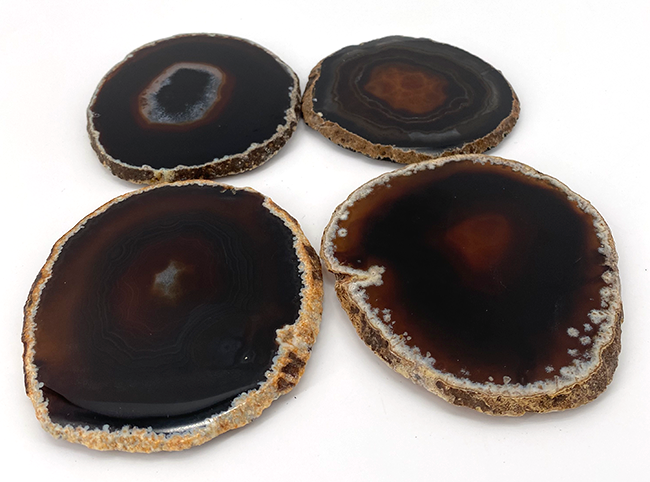 Set of Black Agate coasters.