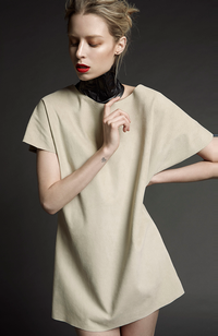 Crew Neck Suede Dress 