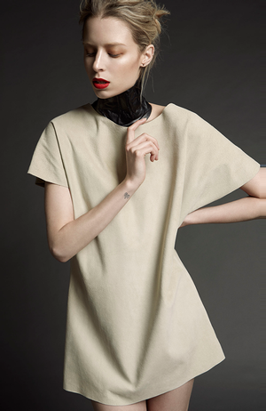 Crew Neck Suede Dress 
