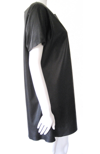 Leather Crew Neck Mini Shift Dress